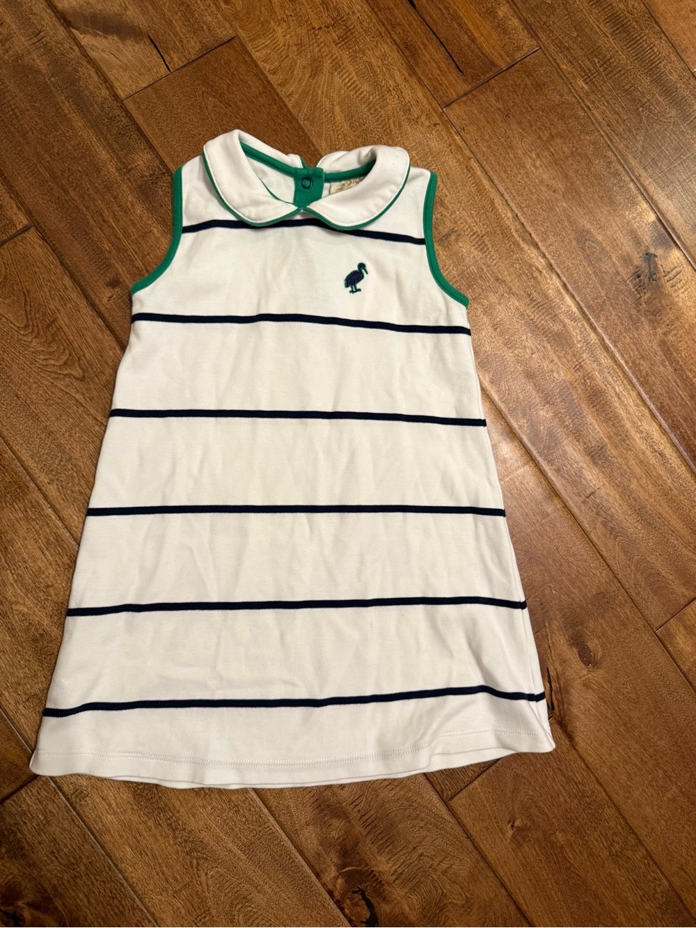 Beaufort Bonnet Stripe Sleeveless Polo Dress with Green Trim